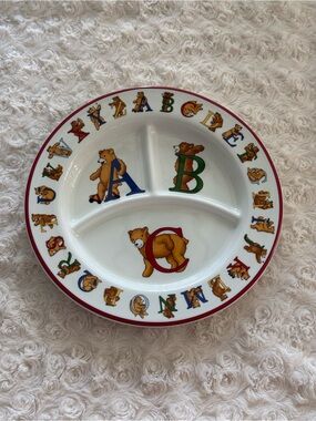 Vintage Tiffany & Co. 1994 Childs Alphabet Bears Divided Plate 8.5 inches
